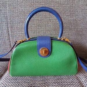RARE BALLY Leather GREEN BLUE RED 2WAY CROSS BODY HandBag